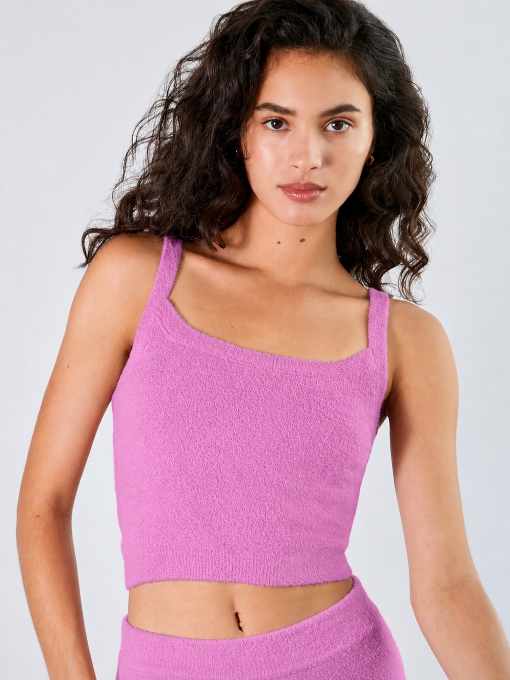Aritzia Wilfred Free NWT Hush Knit Tank Cropped Top Bubble Pink Sz L Casual Cozy